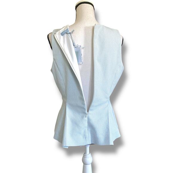 Antonio Melani Gingham Top Sleeveless Peplum Sz 10 White Blue Born on Fifth NWT - Picture 13 of 15